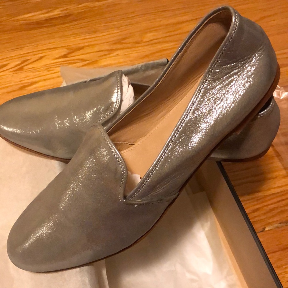 NWT - J Crew Metallic Suede Loafers
